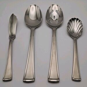 Gorham Column Frosted 4 Piece Serving Hostess Stainless 18/10 Flatware New